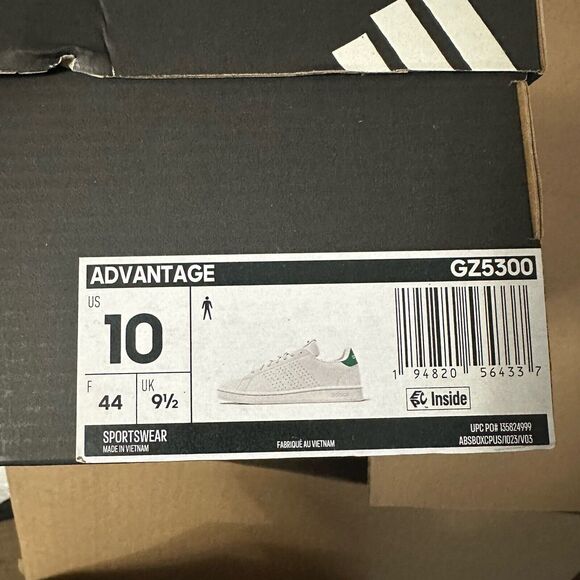 Adidas Shoes Men’s size 10 Advantage Lifestyle Casual Sport White Green GZ5300 - Picture 2 of 6